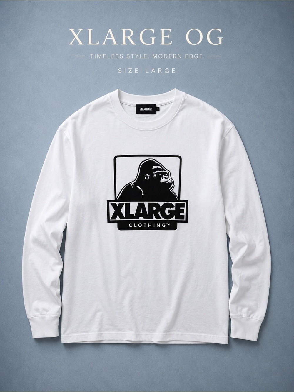 XLARGE OG Gorilla Logo Long Sleeve T Shirt White Large NWT Streetwear Tee